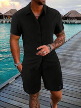 New Men's Hawaiian Vacation Shirt And Swim Trunks Set 2pcs Short Sleeve Shirts With Shorts Summer Quick Drying Swimming Leisure