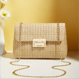 Fashionable retro-style woven single-shoulder women's bag, versatile trendy crossbody straw bag, Bohemian-style small square bag