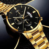 Luxury Stainless Steel Men Calendar Quartz Watch Fashion Mens Business Watches for Man Clock Reloj Hombre