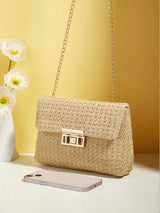 Fashionable retro-style woven single-shoulder women's bag, versatile trendy crossbody straw bag, Bohemian-style small square bag