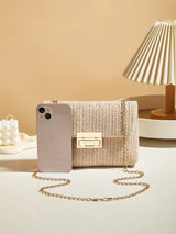 Fashionable retro-style woven single-shoulder women's bag, versatile trendy crossbody straw bag, Bohemian-style small square bag