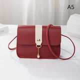 Contrast Women Shoulder Bag Simple Pearl Pendant Luxury Designer Handbag Messenger Bag Small Square Crossbody Mobile Phone Purse