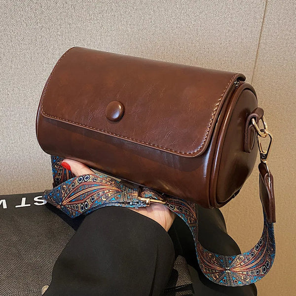 2026 New Trendy Spring Versatile Wide-Strap Shoulder/Crossbody Bag - Popular Cylindrical Bag