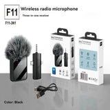 3in1 Microphone for iPhone/Android, Wireless, 328ft Transmission, Mini Microphone for Record Interview