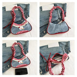 Fashion Grid Mini Handbags Adjustable Shoulder strap Korean Hand-held Commuting bag Single-shoulder Crossbody bag Underarm pouch