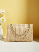Fashionable retro-style woven single-shoulder women's bag, versatile trendy crossbody straw bag, Bohemian-style small square bag