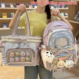 Women's Bag Set Two-Piece Pain Bag (Likely a Typo and Should Be Backpack) Back to School Season Backpack Lace Lightweight Cute Backpack