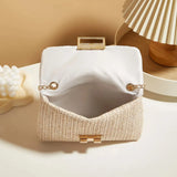 Fashionable retro-style woven single-shoulder women's bag, versatile trendy crossbody straw bag, Bohemian-style small square bag