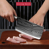 Laser Damascus Pattern Utility Kitchen Knives Scissors Sharpening Rod Set Stainless Steel Sharp Slicing Chef knife Cooking Tool