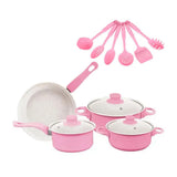 13-piece Cooking Set 13-piece Non-stick Cookware Set with Food-grade Iron Pots Anti-scald Handles Glass Lids Capacity for Home