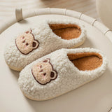 Cute Bear Fluffy Slippers Warm Plush House Shoes for Women and Men