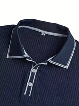 New Spring And Autumn Men's Striped short Sleeve Polo Shirt Slim Fit Collar Multi Color Business And Leisure Versatile Men's Top