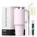 🥤 WATERSY – Vaso térmico de gran capacidad (30/40 oz) de acero inoxidable con asa y pajita, doble aislamiento al vacío para café ☕