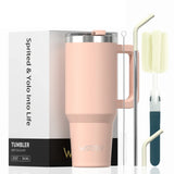 🥤 WATERSY – Vaso térmico de gran capacidad (30/40 oz) de acero inoxidable con asa y pajita, doble aislamiento al vacío para café ☕