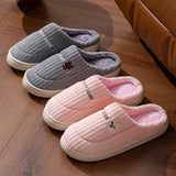 Cotton Slippers for Women, Autumn and Winter Home Slippers, Indoor Confinement Shoes, Warm Cotton Shoes, Non-Slip Plush Couple Cotton Slippers for Men