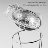 ‌304 Raised Stainless Steel Cat Bowl with 15° Elevated Design Tilted Neck Guard Healthy Feeding Shatterproof for Cats Puppies