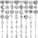 2025 New S925 Silver Spring Ball Bear Cross Pendant Suitable for Original Bracelets DIY Accessories Women's Charm Jewelry Gifts