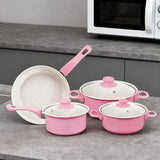 13-piece Cooking Set 13-piece Non-stick Cookware Set with Food-grade Iron Pots Anti-scald Handles Glass Lids Capacity for Home