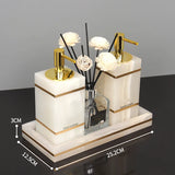 White Onyx Natural Marble Bathroom Accessories Set Gold Luxury Soap Dispenser Soap Dish Tray Toothbrush Holder Bathroom Set