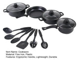 13-piece Cooking Set 13-piece Non-stick Cookware Set with Food-grade Iron Pots Anti-scald Handles Glass Lids Capacity for Home