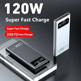 Lenovo 500000mAh Power Bank 120W Super Fast Charging Battery High Capacity Digital Display Power Bank For iPhone Samsung Huawei