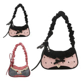 Fashion Grid Mini Handbags Adjustable Shoulder strap Korean Hand-held Commuting bag Single-shoulder Crossbody bag Underarm pouch