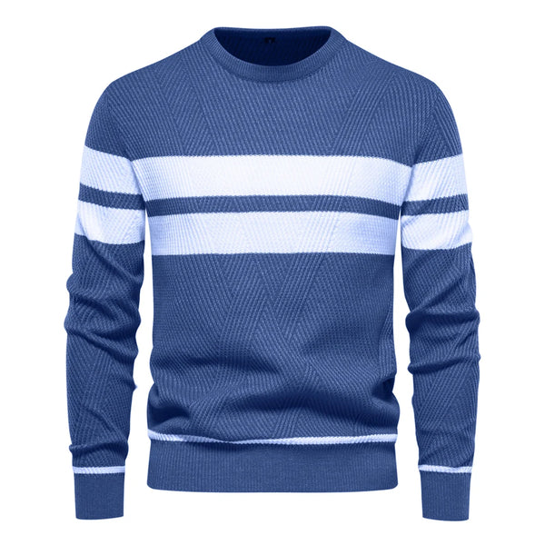 🧥 Suéter Masculino O‑Neck Patchwork — Slim & Casual 🔥