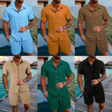 New Men's Hawaiian Vacation Shirt And Swim Trunks Set 2pcs Short Sleeve Shirts With Shorts Summer Quick Drying Swimming Leisure