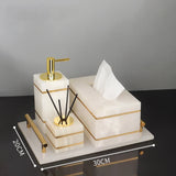 White Onyx Natural Marble Bathroom Accessories Set Gold Luxury Soap Dispenser Soap Dish Tray Toothbrush Holder Bathroom Set