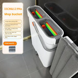 Joybos 360 Spin Mop 33cm Bucket Set Hand-Free Flat Barrel Washing and Squeeze With Scraper Floor Cleaning For Home Wet Dry Mops