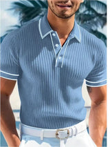 New Spring And Autumn Men's Striped short Sleeve Polo Shirt Slim Fit Collar Multi Color Business And Leisure Versatile Men's Top
