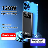 Lenovo 500000mAh Power Bank 120W Super Fast Charging Battery High Capacity Digital Display Power Bank For iPhone Samsung Huawei