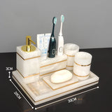 White Onyx Natural Marble Bathroom Accessories Set Gold Luxury Soap Dispenser Soap Dish Tray Toothbrush Holder Bathroom Set