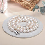 YWYC 8-10MM Baroque Natural Freshwater Pearl Necklaces for Women 925 Sterling Silver Necklaces Jewelry 40-50cm Length