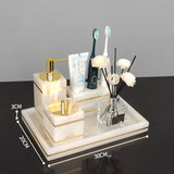 White Onyx Natural Marble Bathroom Accessories Set Gold Luxury Soap Dispenser Soap Dish Tray Toothbrush Holder Bathroom Set