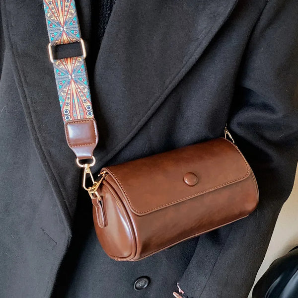 2026 New Trendy Spring Versatile Wide-Strap Shoulder/Crossbody Bag - Popular Cylindrical Bag