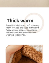 Cute Bear Fluffy Slippers Warm Plush House Shoes for Women and Men