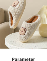 Cute Bear Fluffy Slippers Warm Plush House Shoes for Women and Men