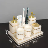 White Onyx Natural Marble Bathroom Accessories Set Gold Luxury Soap Dispenser Soap Dish Tray Toothbrush Holder Bathroom Set