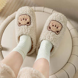 Cute Bear Fluffy Slippers Warm Plush House Shoes for Women and Men