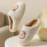 Cute Bear Fluffy Slippers Warm Plush House Shoes for Women and Men