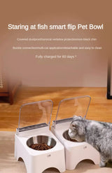 New Intelligent Infrared Sensing Cat Bowl Pet Cat Food Feeder, Automatic Lid Opening Feeder, Dust And Insect Proof