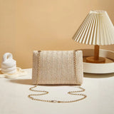 Fashionable retro-style woven single-shoulder women's bag, versatile trendy crossbody straw bag, Bohemian-style small square bag
