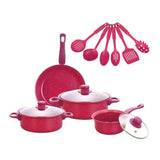 13-piece Cooking Set 13-piece Non-stick Cookware Set with Food-grade Iron Pots Anti-scald Handles Glass Lids Capacity for Home