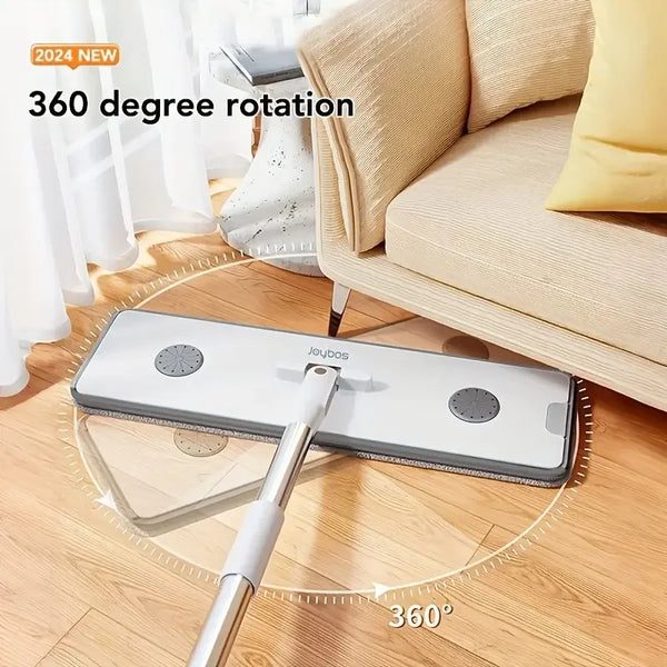 Joybos 360 Spin Mop 33cm Bucket Set Hand-Free Flat Barrel Washing and Squeeze With Scraper Floor Cleaning For Home Wet Dry Mops