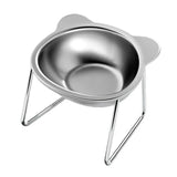 ‌304 Raised Stainless Steel Cat Bowl with 15° Elevated Design Tilted Neck Guard Healthy Feeding Shatterproof for Cats Puppies