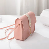 Contrast Women Shoulder Bag Simple Pearl Pendant Luxury Designer Handbag Messenger Bag Small Square Crossbody Mobile Phone Purse