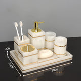White Onyx Natural Marble Bathroom Accessories Set Gold Luxury Soap Dispenser Soap Dish Tray Toothbrush Holder Bathroom Set