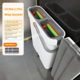 Joybos 360 Spin Mop 33cm Bucket Set Hand-Free Flat Barrel Washing and Squeeze With Scraper Floor Cleaning For Home Wet Dry Mops