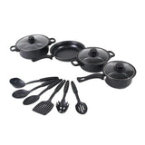 13-piece Cooking Set 13-piece Non-stick Cookware Set with Food-grade Iron Pots Anti-scald Handles Glass Lids Capacity for Home